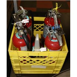 LOT OF 5 CHARGED FIRE EXTINGUISHERS VARIOUS SIZES