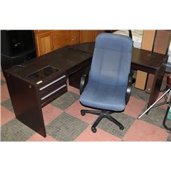 L SHAPED COMPUTER DESK WITH OFFICE CHAIR