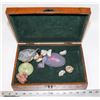 Image 1 : WOOD LOCKABLE BOX W/SEMI-PRECIOUS