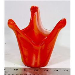 6" 3 SIDED GLASS ORANGE BOWL