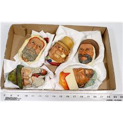 LOT OF 5 VINTAGE ENGLISH BOSSON HEADS.