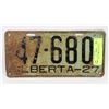 Image 1 : ALBERTA 1926 LICENSE PLATE