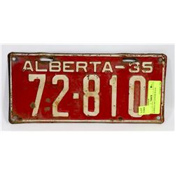 ALBERTA 1935 LICENSE PLATE