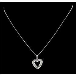 0.50 ctw Diamond Heart Pendant with Chain - 14KT White Gold