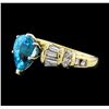 Image 1 : 3.26 ctw Blue Zircon and Diamond Ring - 14KT Yellow Gold