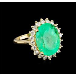 11.85 ctw Emerald and Diamond Ring - 14KT Yellow Gold