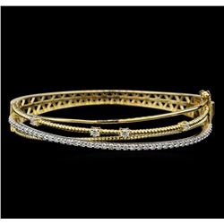 1.31 ctw Diamond Bangle Bracelet - 14KT Yellow and White Gold