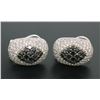 18k Solid White Gold 3.60 ctw White & Black Diamond Drenched Dome Button Earring