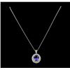6.81 ctw Tanzanite and Diamond Pendant With Chain - 14KT White Gold