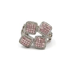 1.43 ctw Pink and White Diamond Ring - 18KT White Gold