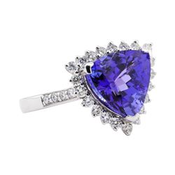 5.92 ctw Tanzanite and Diamond Ring - Platinum