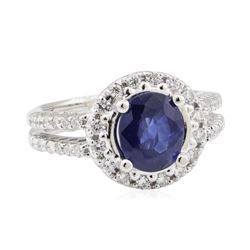 2.27 ctw Sapphire and Diamond Ring - 18KT White Gold