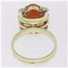 Image 5 : 14K Two Tone Gold Oval Carnelian Solitaire Ring w/ Round Diamond Accents