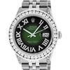 Image 1 : Rolex Mens Stainless Steel Green Vignette Roman Diamond Datejust Wristwatch With