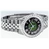 Image 3 : Rolex Mens Stainless Steel Green Vignette Roman Diamond Datejust Wristwatch With