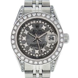 Rolex Ladies Stainless Steel Quickset Meteorite Diamond Lugs Jubilee Datejust Wr