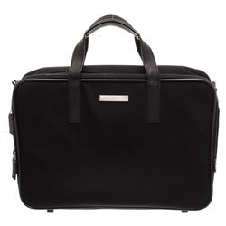 Gucci Black Nylon Leather Trim Dual Handle Briefcase