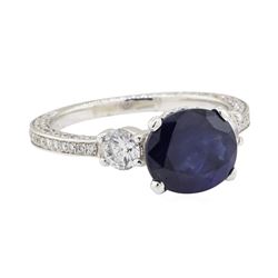 2.53 ctw Sapphire and Diamond Ring - 14KT White Gold