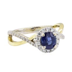 1.77 ctw Sapphire and Diamond Ring - 18KT White Gold