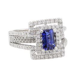 2.40 ctw Sapphire and Diamond Ring - 14KT White Gold