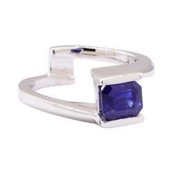 1.50 ctw Blue Sapphire Solitaire Ring - 14KT White Gold