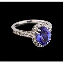 2.41 ctw Tanzanite and Diamond Ring - 14KT White Gold