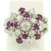 Image 6 : 14K White Gold 2.10 ctw Diamond & Ruby Cluster Daisy Twisted Wire Cocktail Ring