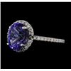 Image 1 : 3.90 ctw Tanzanite and Diamond Ring - 14KT White Gold