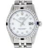 Rolex Mens Stainless Steel White Diamond & Sapphire 36MM Datejust Wristwatch