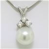 Image 1 : 14k White Gold 0.48 ctw VS Diamond Large 12mm Pearl Pendant w/ 18" Chain