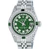 Image 1 : Rolex Ladies Stainless Steel 26MM Green Diamond Lugs Datejust Wristwatch