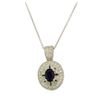 Image 1 : 1.01 ctw Blue Sapphire And Diamond Pendant With Chain - 14KT White Gold