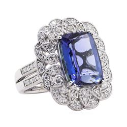 10.17 ctw Tanzanite and Diamond Ring - Platinum