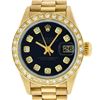 Image 1 : Rolex Ladies 18K Yellow Black Diamond President Wristwatch With Rolex Box & Appr