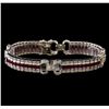 Image 1 : 7.25 ctw Ruby and Diamond Bracelet - 14KT White Gold