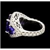 Image 4 : 6.10 ctw Tanzanite and Diamond Ring - 14KT White Gold