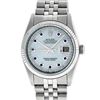 Rolex Mens Stainless Steel Mother Of Pearl Diamond & Sapphire Datejust Wristwatc