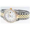 Image 4 : Rolex Mens 2 Tone 14K MOP Princess Cut Diamond Datejust Wristwatch With Rolex Bo