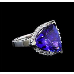 GIA Cert 6.52 ctw Tanzanite and Diamond Ring - 14KT White Gold