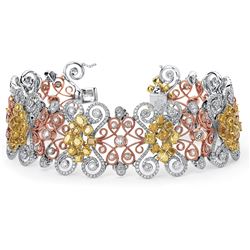 18k White/rose Gold 16.03CTW Diamond Bracelet, (VS1-VS2/SI1-SI2/F-G/Fan)