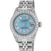 Rolex Ladies Stainless Steel 26MM Blue String Diamond Lugs Datejust Wristwatch