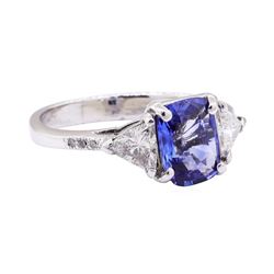 1.80 ctw Blue Sapphire And Diamond Ring - Platinum