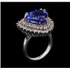 Image 4 : 12.81 ctw Tanzanite and Diamond Ring - 14KT White Gold