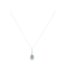 1.32 ctw Aquamarine and Diamond Pendant - 14KT White Gold