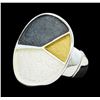 Image 1 : Tri Color Hand Painted Medallion Ring - Rhodium Plated