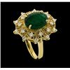 Image 4 : 3.68 ctw Emerald and Diamond Ring - 14KT Yellow Gold