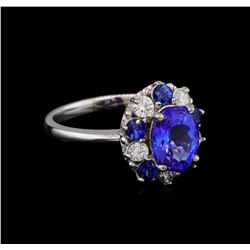 2.55 ctw Tanzanite, Sapphire and Diamond Ring - 14KT White Gold