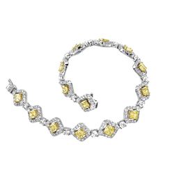 18k Two Tone Gold 8.66CTW Diamond Bracelet, (VS1-SI1/SI1/VS1-VS2/G-H/G /Fancy Ye