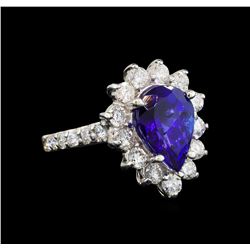 14KT White Gold 3.25 ctw Tanzanite and Diamond Ring