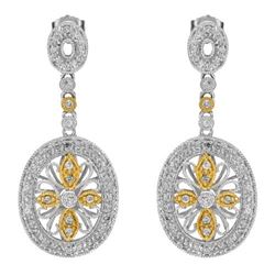 14k Two Tone Gold 0.64CTW Diamond Earrings, (I1-I2/G-I)